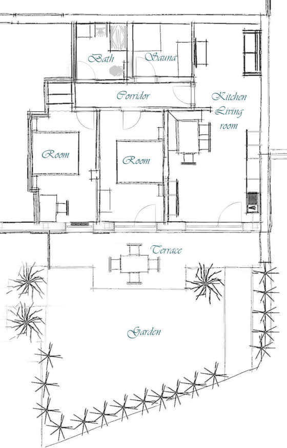 Flat plan of the Moar Mühle flat in Fiè